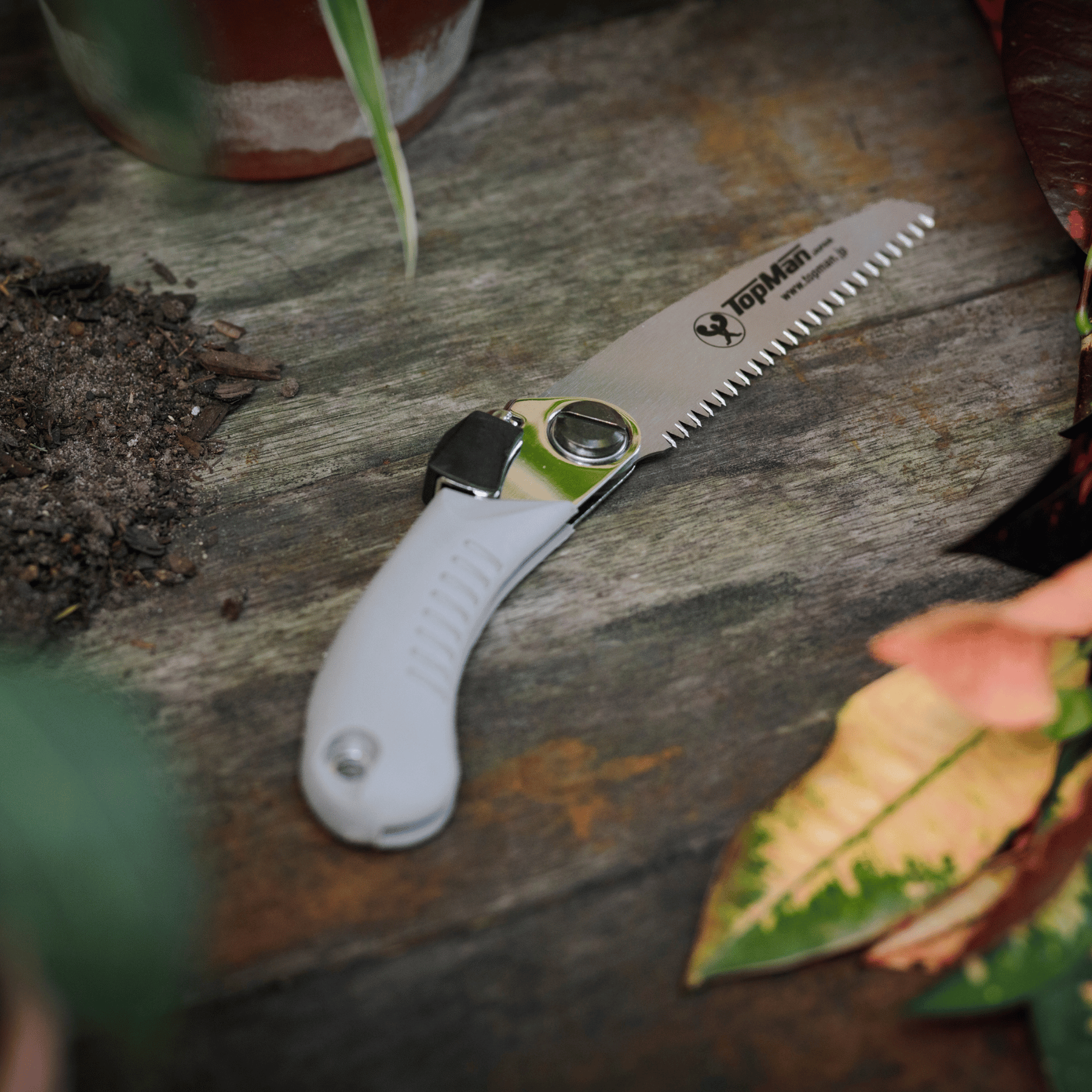 TopMan Japanese Branch Pruning Saw on Potting Bench