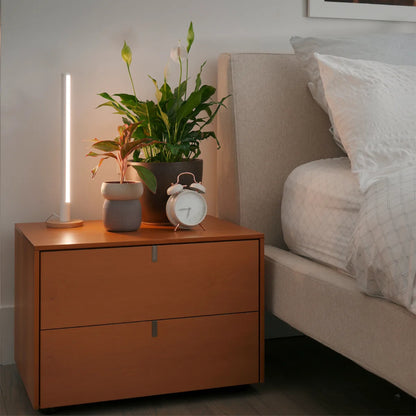 Vertical Grow Light on Bedside Table