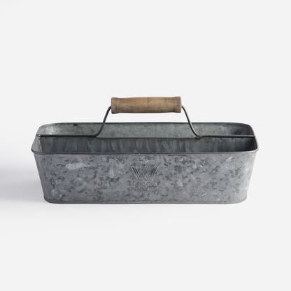 Vintage Inspired Metal Garden Trug with Wooden Handle