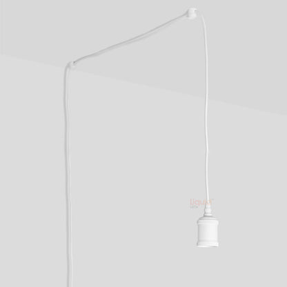 White Plug-In Pendant with Ceiling Nodes