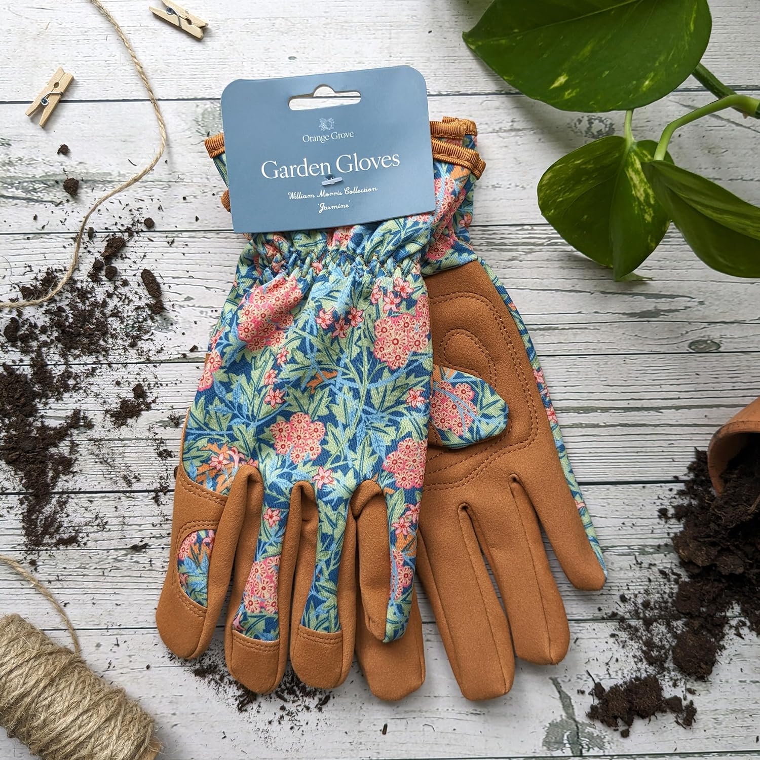 Orange Grove William Morris Collection Garden Gloves, Jasmine Blue