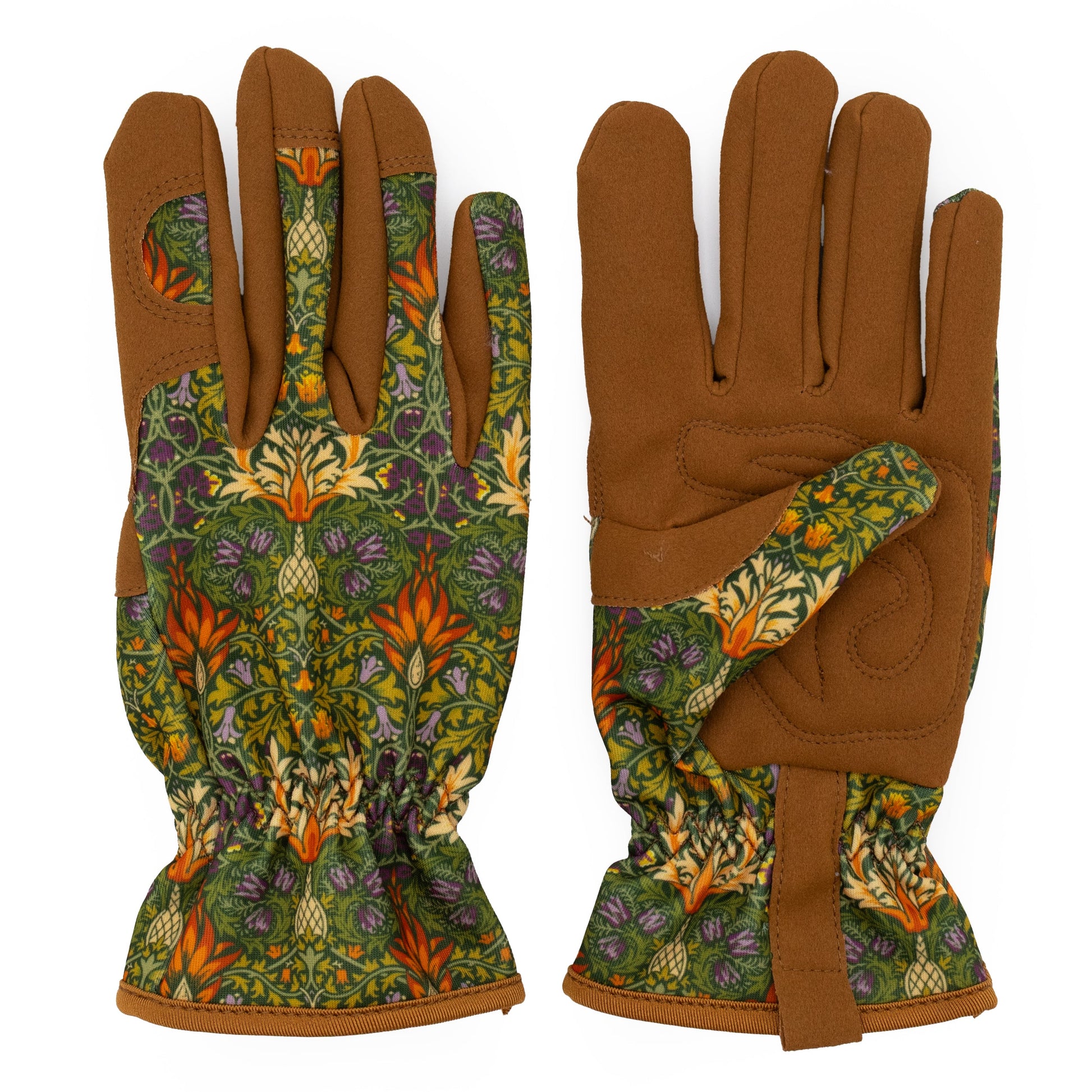 William Morris Green Snakeshead Gardening Gloves Front & Back