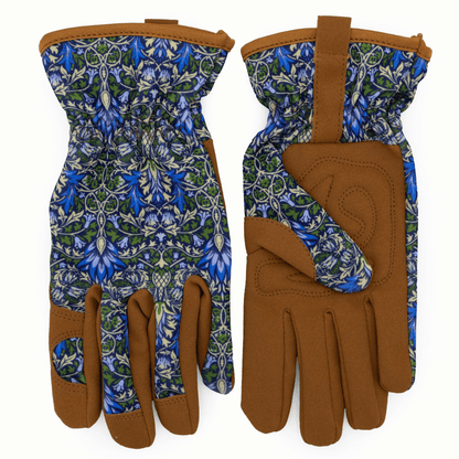 William Morris Snakeshead Blue Gardening Gloves Front & Back