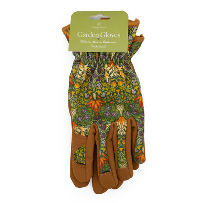 Orange Grove Women's Garden Gloves, William Morris Snakeshead Green - Header Card