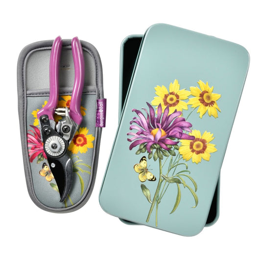 Burgon & Ball RHS 'Asteraceae' Garden Pruner & Holster Set with Tin