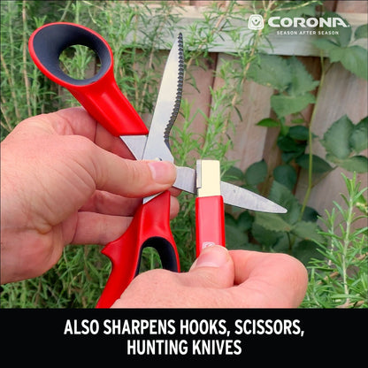 Also sharpens hooks, scissors, knives.