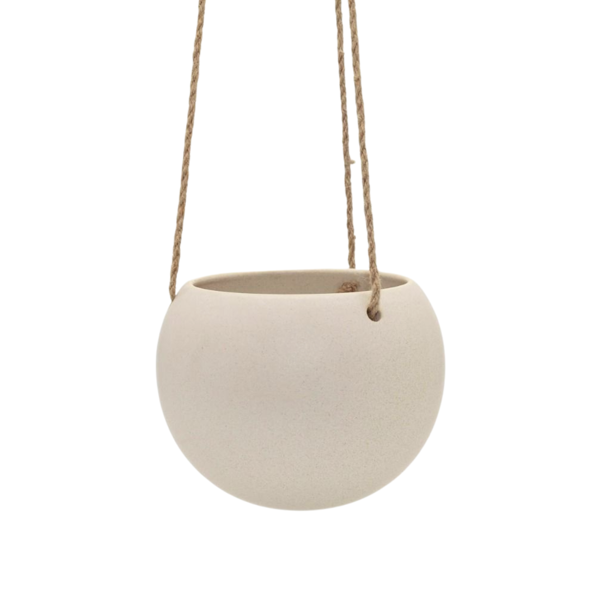 Potted Large Orbit Hanging Planter in Oatmeal