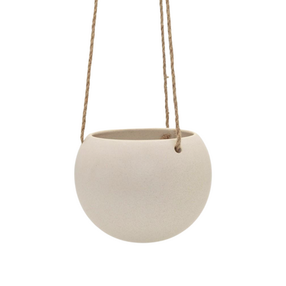 Potted Large Orbit Hanging Planter in Oatmeal