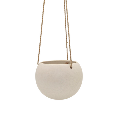 Potted Small Orbit Hanging Planter in Oatmeal