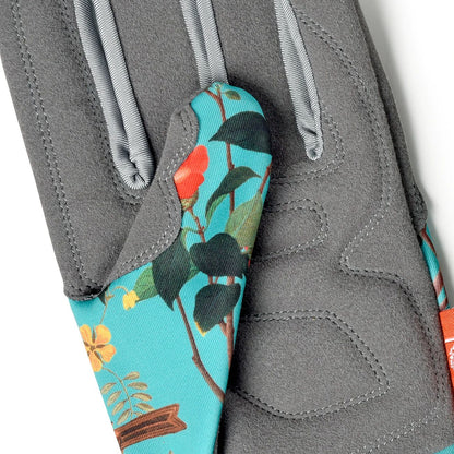 These gardening gloves feature a cushioned palm for comfort and protection.