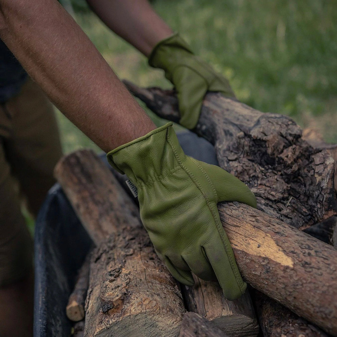 In the garden with Barebones Olive Classic Work Gloves