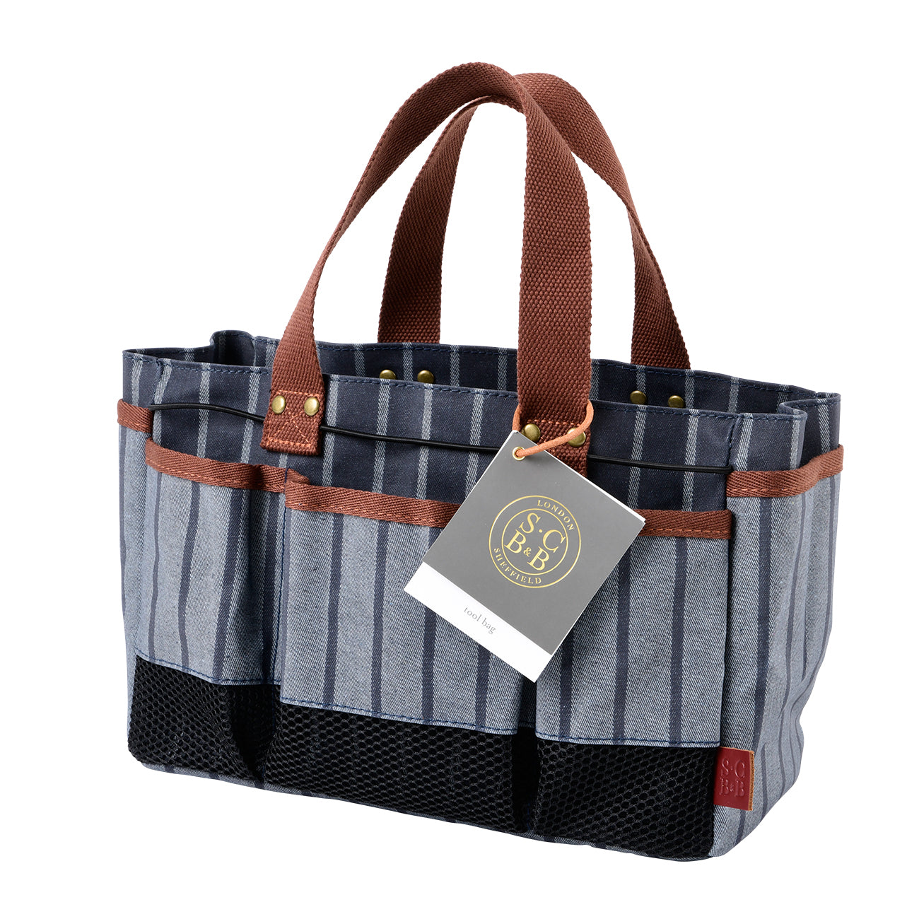 Sophie Conran for Burgon & Ball Garden Tool Bag, Blue Stripe with Product Tag