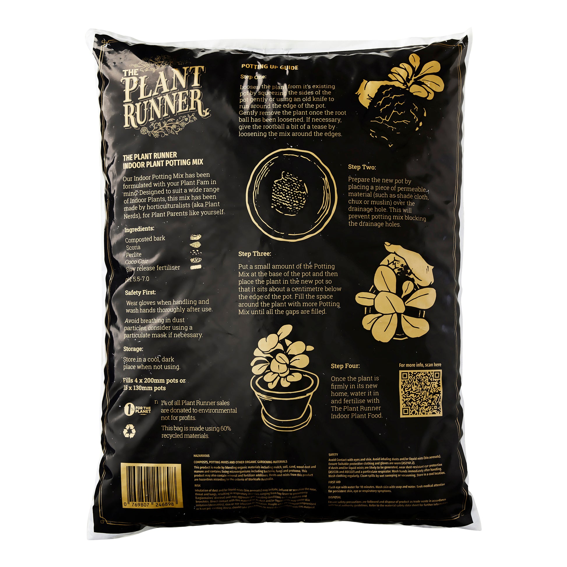 Plant Runner Indoor Plant Potting Mix, 15L Bag (Back)