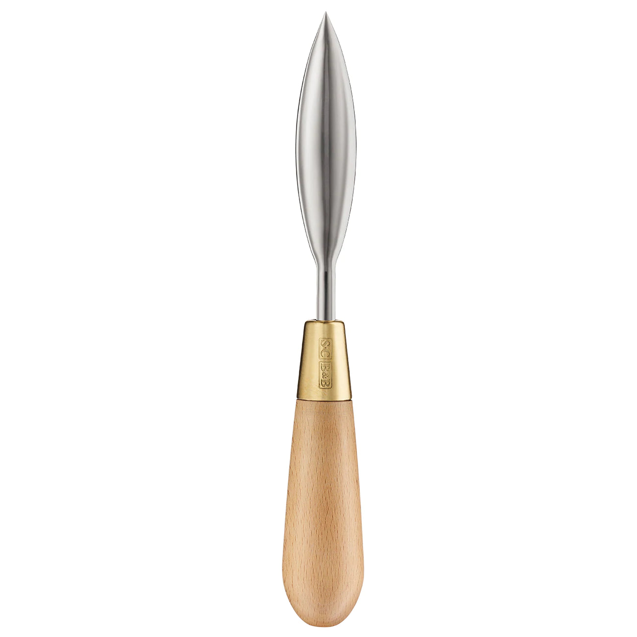 This dibber has a waxed FSC beechwood handle, brass ferrule and stainless steel head.