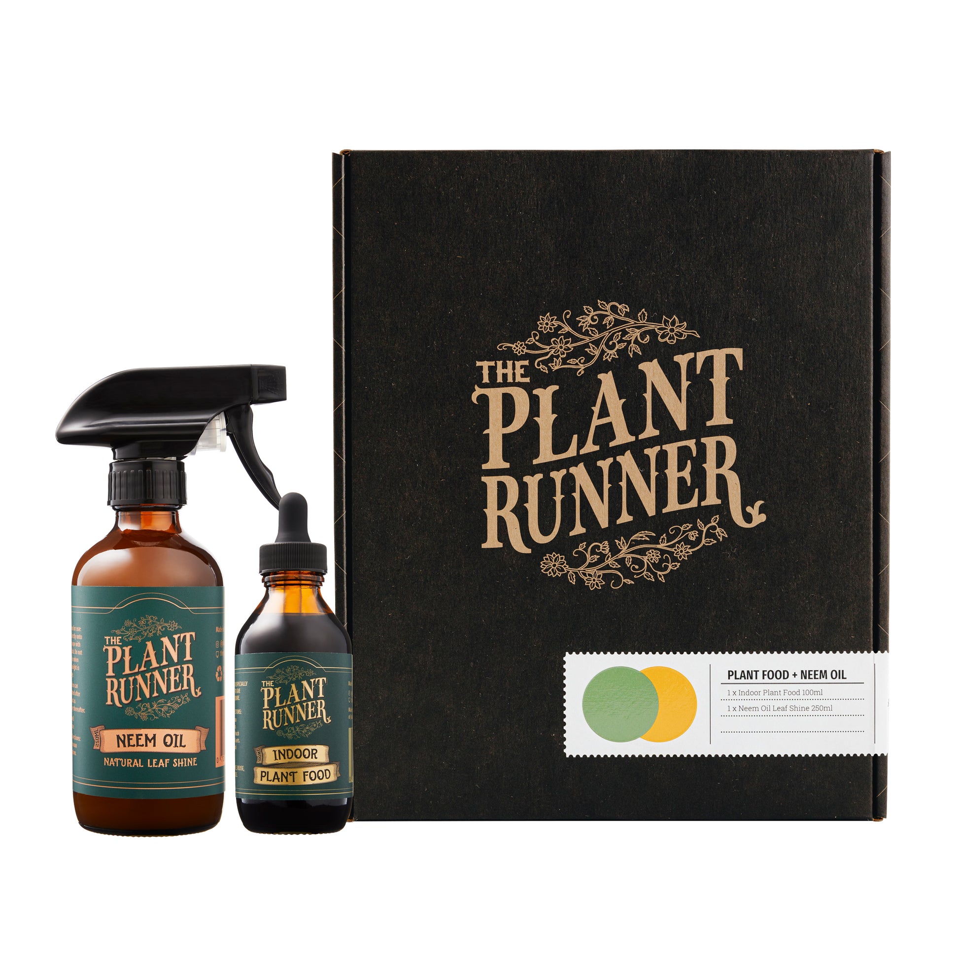The Plant Runner's Indoor Plant Food and Neem Oil Leaf Shine are now available as a team, housed in a beautiful bespoke gift box.
