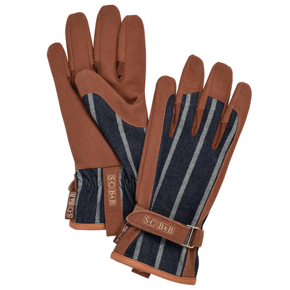 Sophie Conran for Burgon & Ball Everyday Gardening Gloves in classic blue ticking stripe.